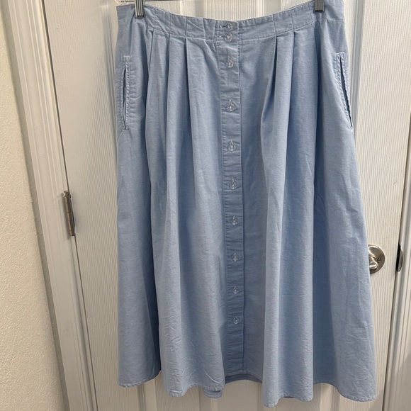 Napa Valley Dresses & Skirts - Women's Vintage Light Blue Cotton Button-Front A-Line Skirt Napa Valley - Size L